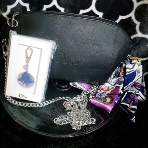 Dior black cosmetic bag crossbody & Dior Keychain